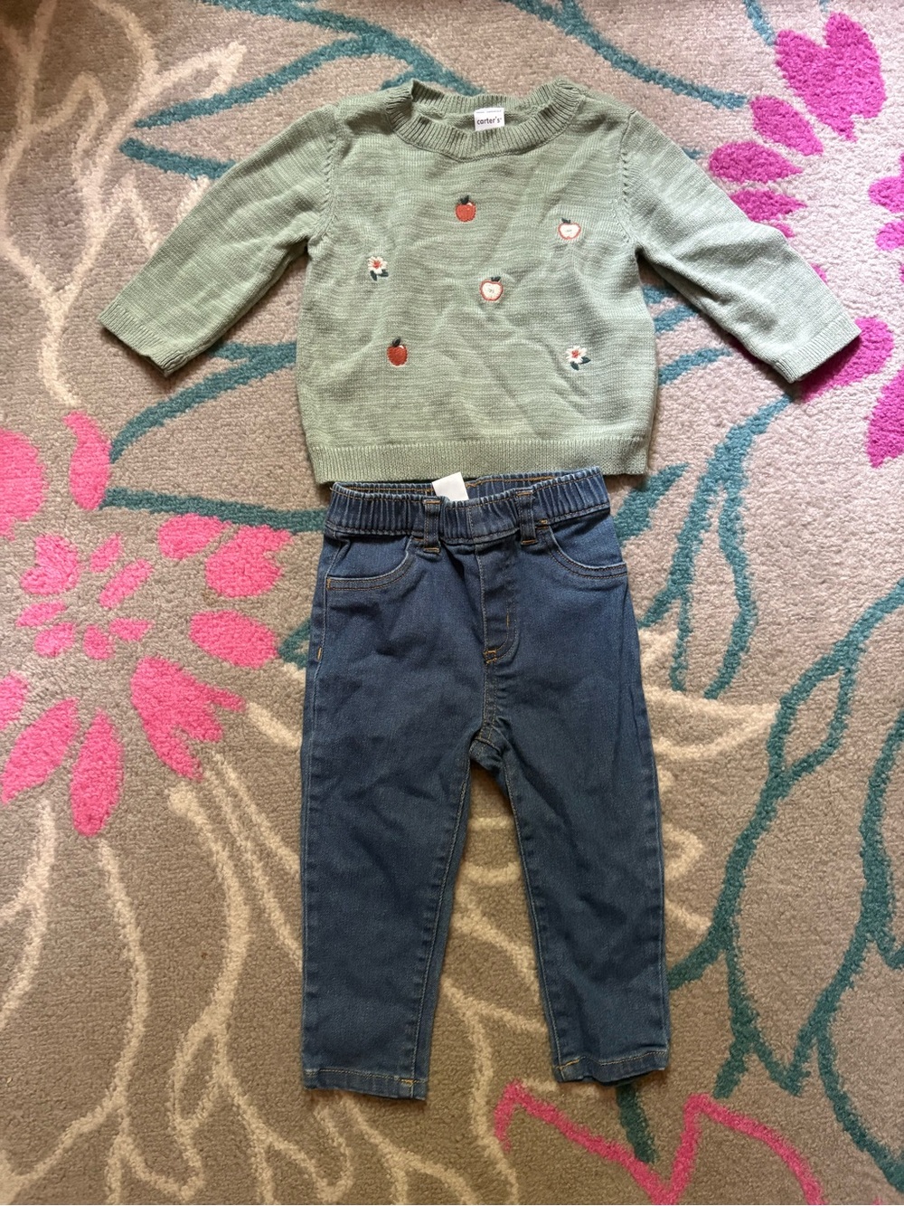 Carter’s Fall Apple Sweater & Pants Outfit